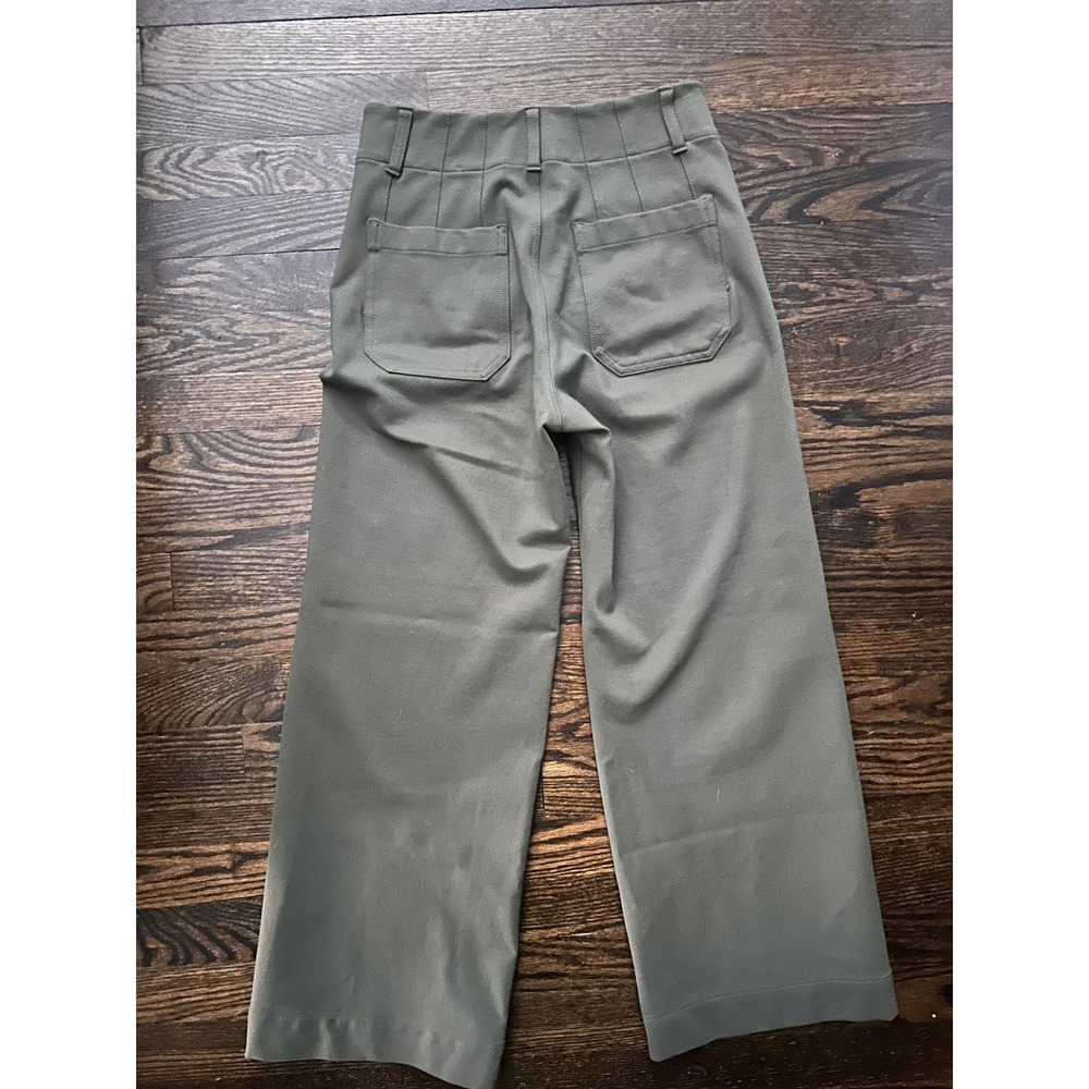 Maeve Colette Wide Leg Pants Women 26 Olive Green High Rise Pocket Ponte - Picture 4 of 8